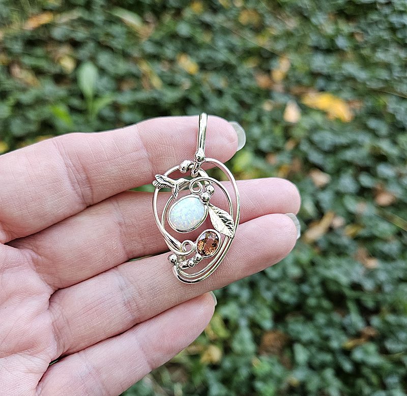 Magical Delights Opal and Paparadscha Pendant (mdp96)